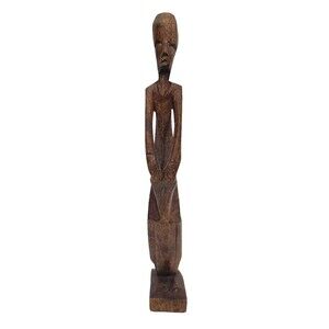 Ancient Rare Hand Carved Wooden South Indian Tribal Human Figure Sculpture